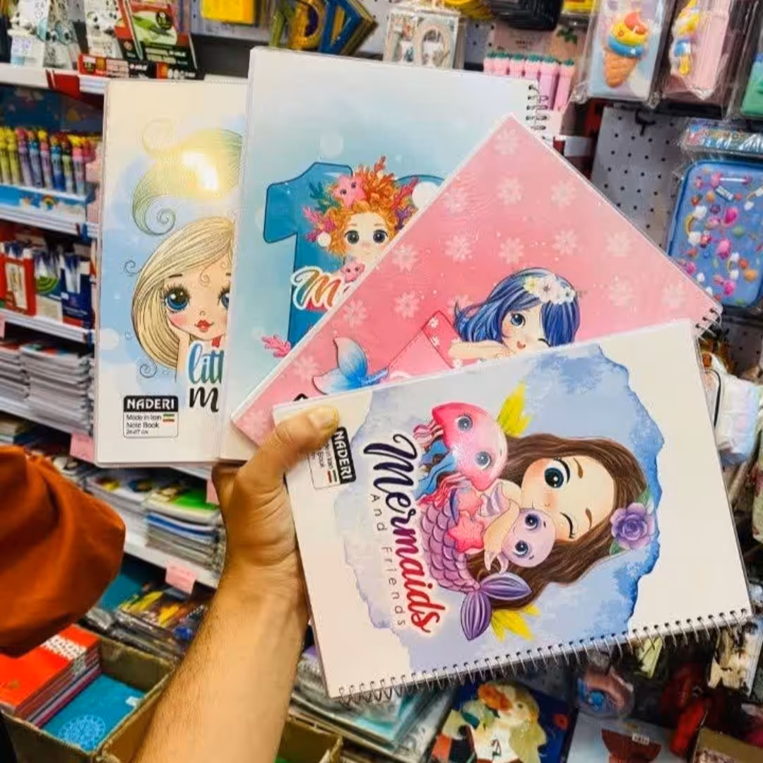 دفتر فانتزی خط دار سیمی 100برگ جلد دار کیفیت عالی