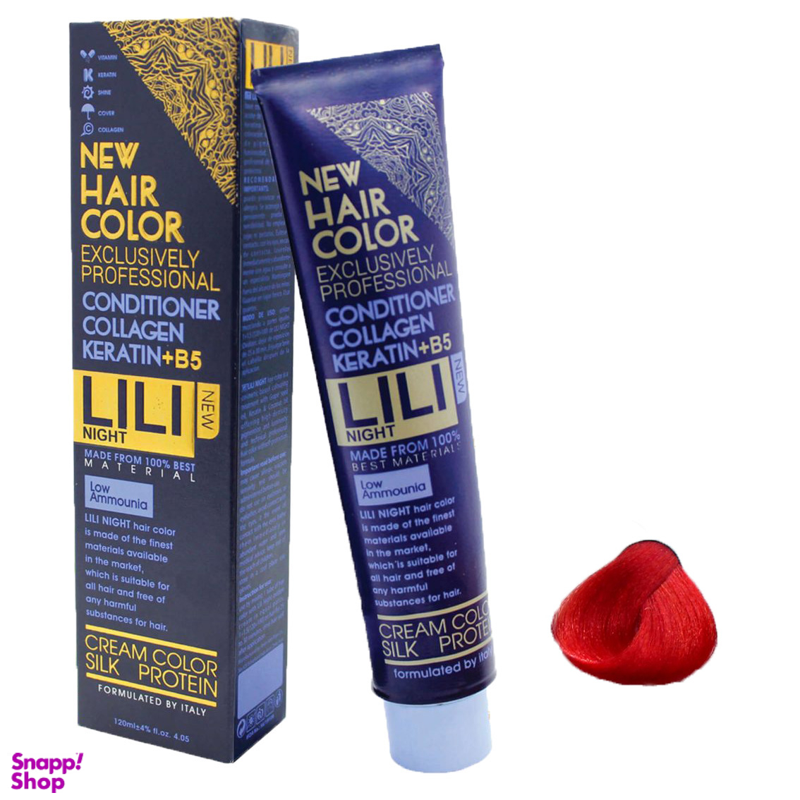 رنگ مو کم آمونیاک لی لی نایت (Lili Night) شماره PR6 رنگ قرمز اسکارلتی حجم 120 میلی لیتر