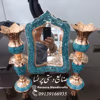 آینه مستطیل  و لاله فیروزه کوبی  شده برند پرنسا ارسال رایگان