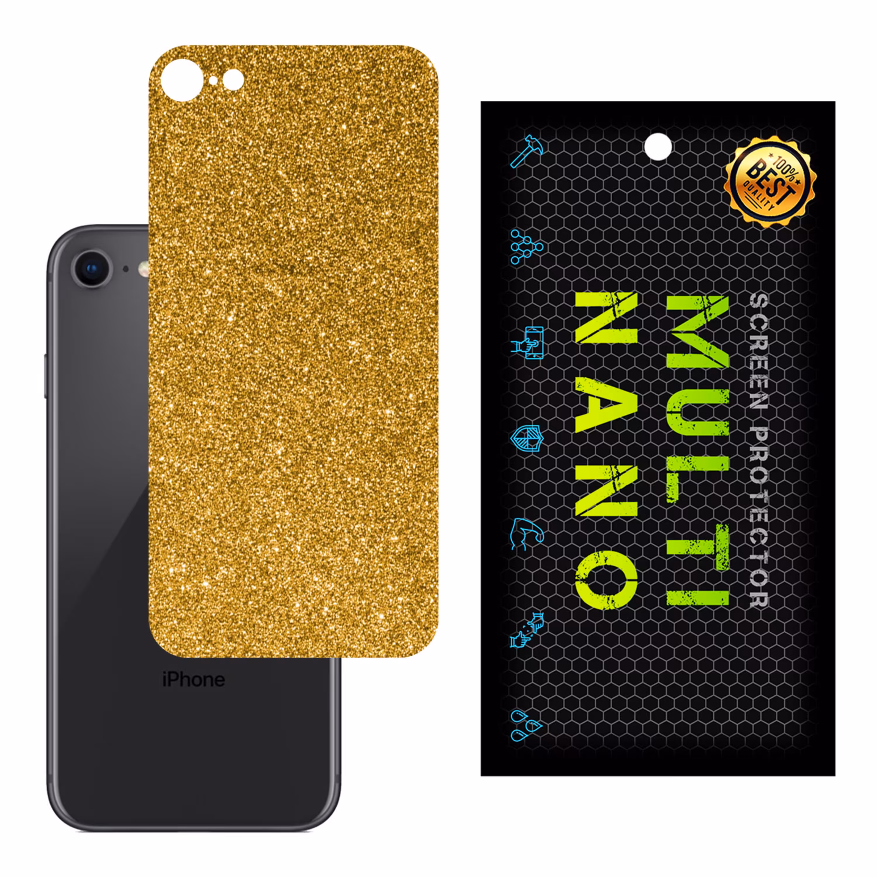 برچسب پوششی MultiNano مدل X-G1F-Gold برای پشت موبایل اپل iPhone 8