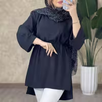 تونیک زنانه کمرگت کادین جنس ابروبادی فری سایز 36تا46فقط مشکی 