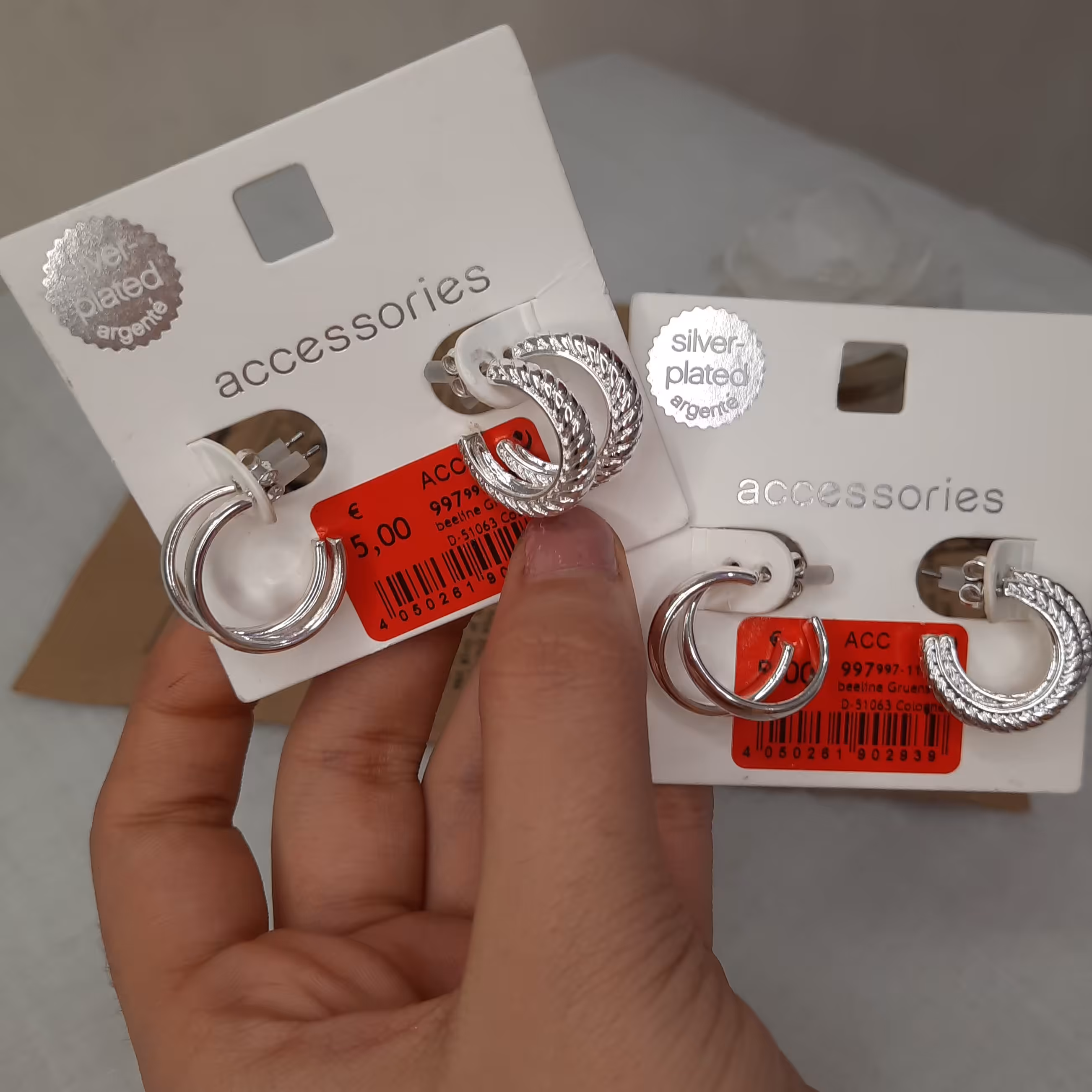 گوشواره استیل پک 2عددی آبکاری نقره