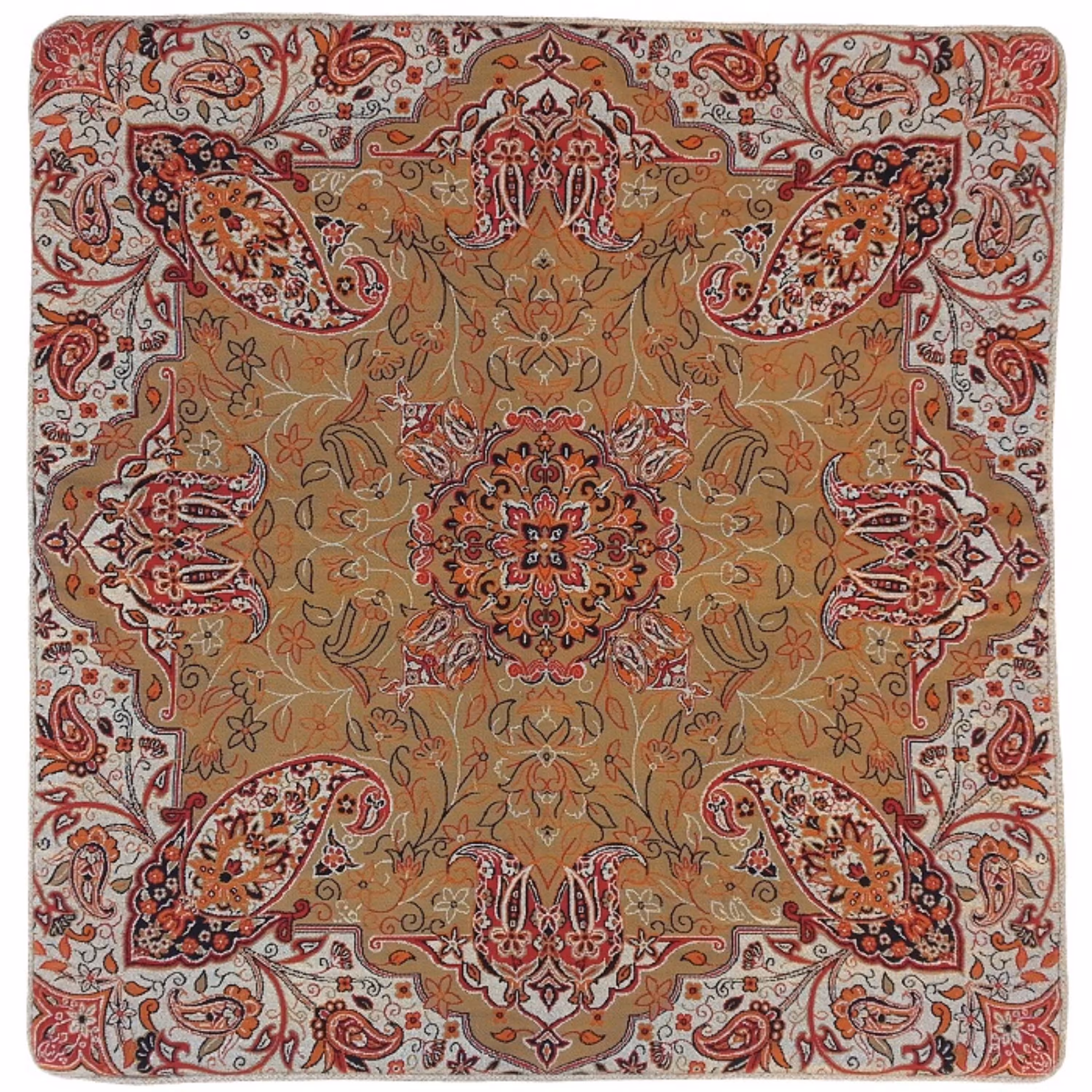 کاور کوسن ترمه ابریشم  کد QUTR2  نفیس  رنگ کرم  آستر کرم