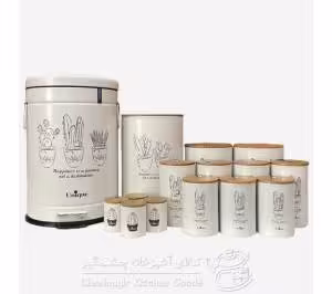 سرویس آشپزخانه 15 پار چه درب بامبو طرح ستاره آویز یونیک کد UN_8014