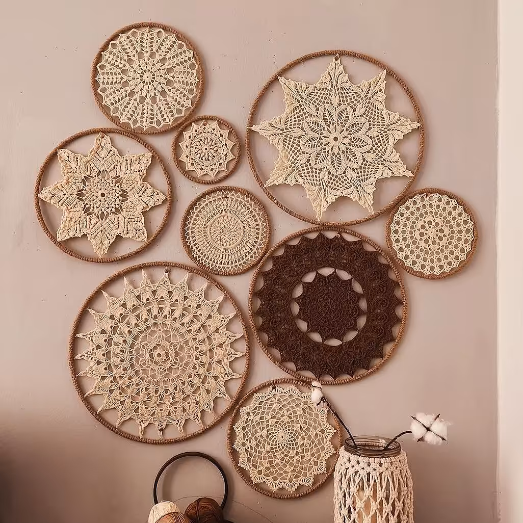 دریم کچر یا دیوار کوب با نخ مرسریزه رنگها و سایز ها قابل تغییرند مجموعه 9عددی برای اطلاع از ابعاد پیام دهید