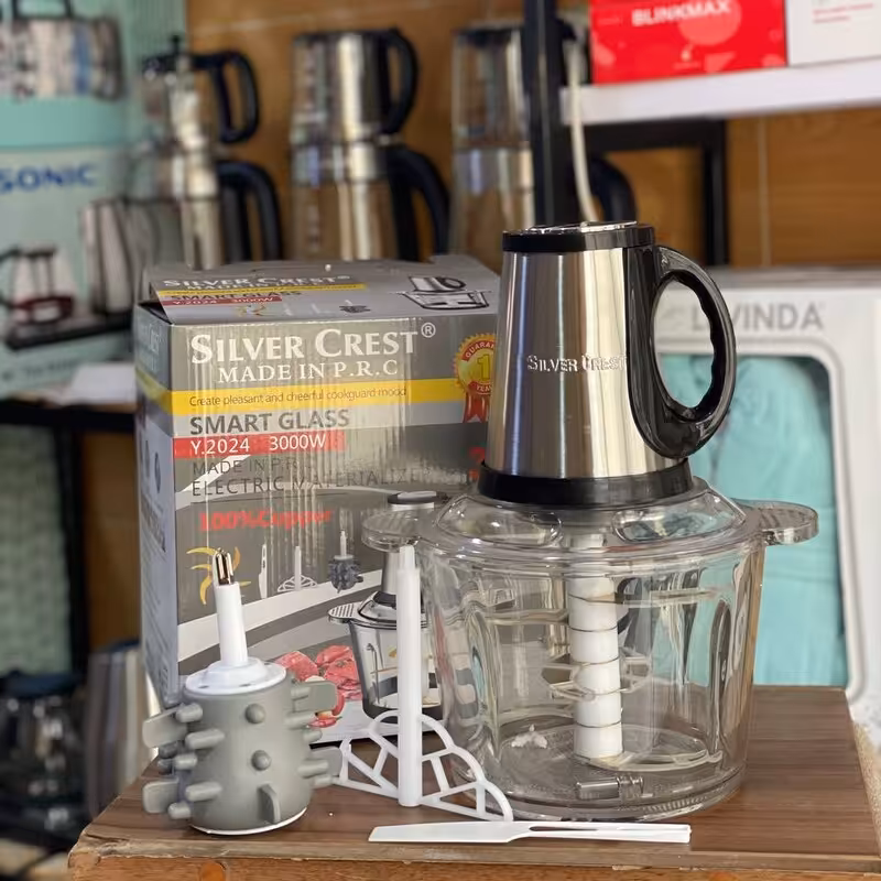 خردکن سیلور کرست1000وات 3دکمه حکاکی موتور سیم پیچ موتور تمام مس به همراه سیر پوست کن تیغه6پرطلایی تیتانیومی