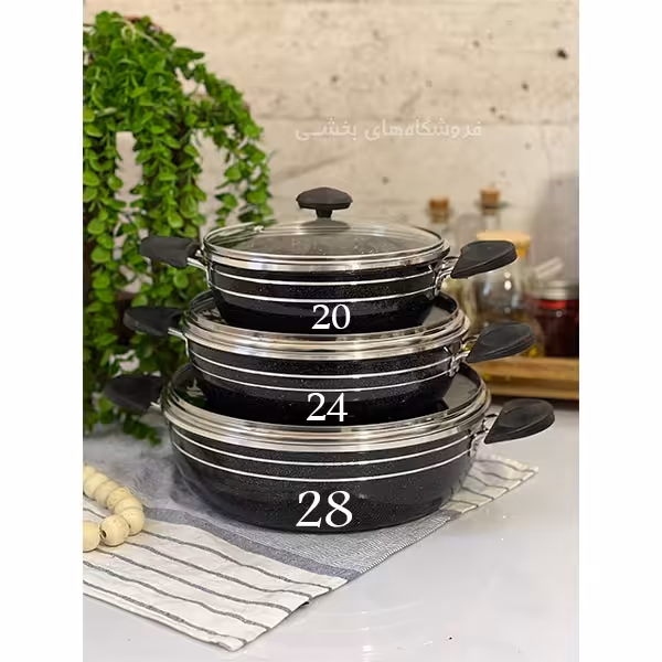 تابه تک دودسته  سايز20  طرح چدن بادرب
