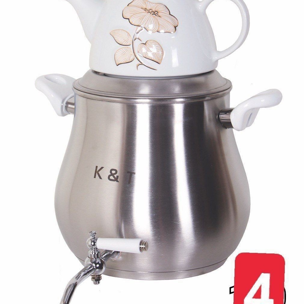 کتری و قوری شیردار کف چدن 6لیتری کی تی