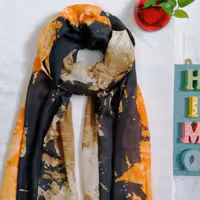 شال نخی طیفی نارنجی و مشکی