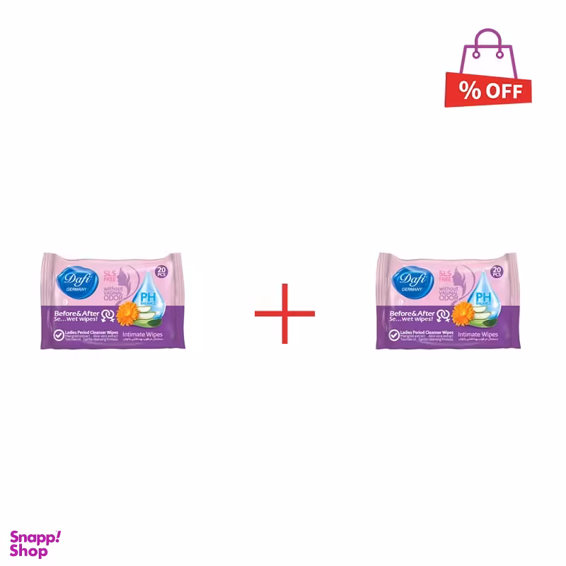 دستمال مرطوب بهداشتی بانوان دافی (Dafi) بسته 20 عددی مجموعه 2 عددی