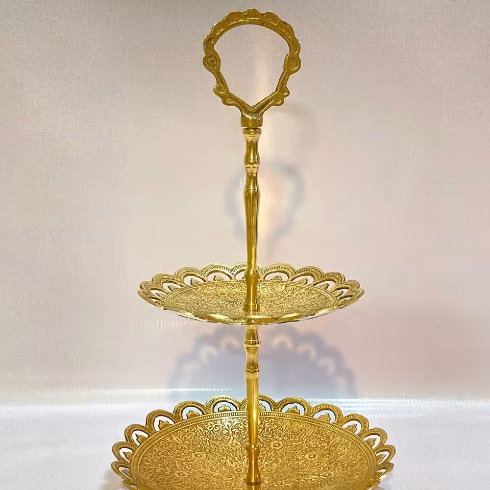 شیرینی خوری دو طبقه برنز هندی 