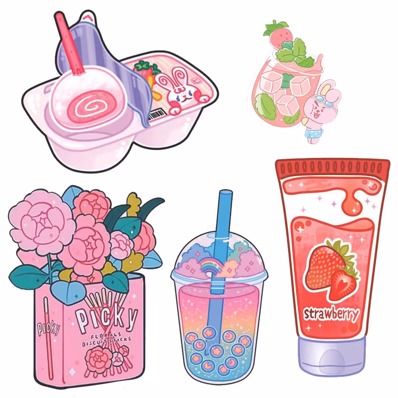 استیکر تزئینی موبایل و تبلت مدل نوشیدنی کد 2805 مجموعه 5 عددی