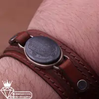 دستبند حدید صینی خطی نقش و من یتق الله چرم گاوی طبیعی ارسال رایگان 