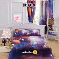 سرویس رو تختی دو نفره طرح کهکشان جنس میکروتترون سه بعدی برای تخت160
