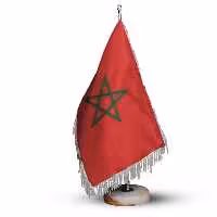 پرچم رومیزی کشور مراکش ریشه زرد با پایه سنگی افراتوس