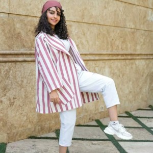 مانتو زنانه لنین مدل کتی راه راه