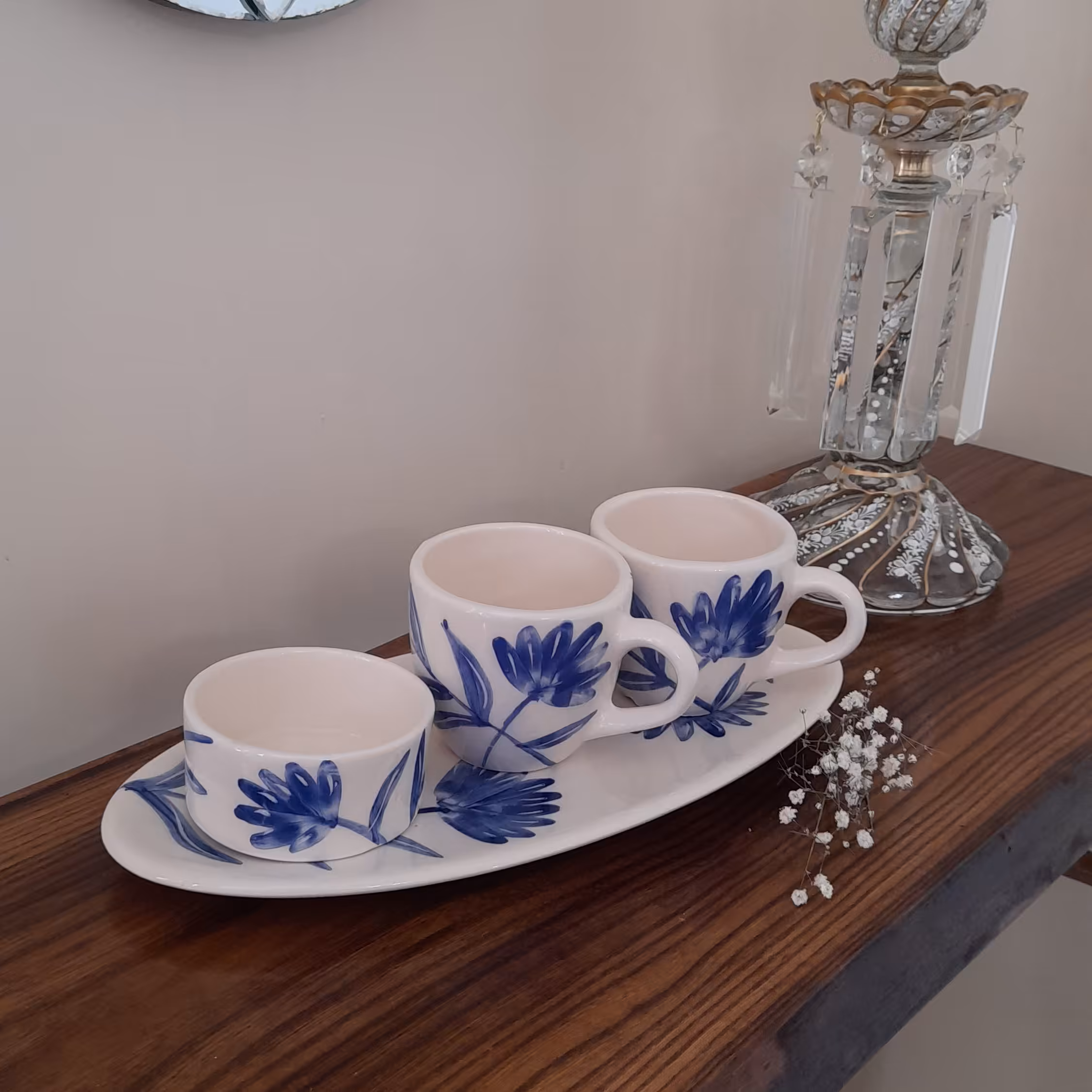 ست چای خوری سرامیکی دستساز دو نفره در طرح و رنگ های مختلف