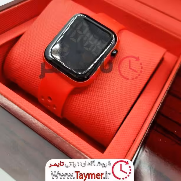 ساعت مچی پسرانه اسپرت طرح اپل واچ جدید شیک ورزشی بند سیلیکونی قرمز LED دیجیتال