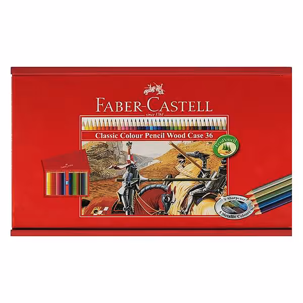مداد رنگی 36 رنگ جعبه چوبی فابر کاستل