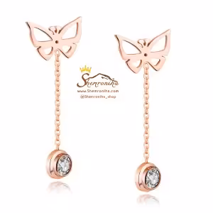 گوشواره پروانه آویز کریستال EAR336R0