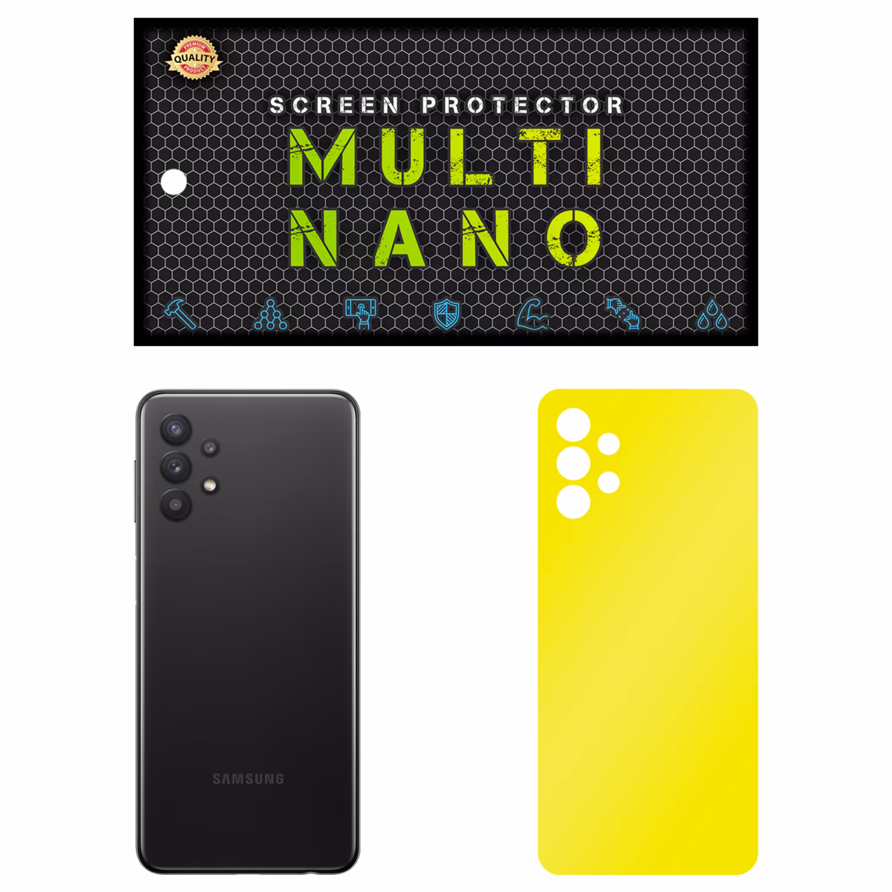 برچسب پوششی Multi Nano مدل X-F1M برای پشت موبایل سامسونگ M32 5G رنگ زرد مات