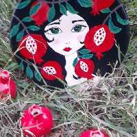 بشقاب سفالی اکرولیک کاری شده 