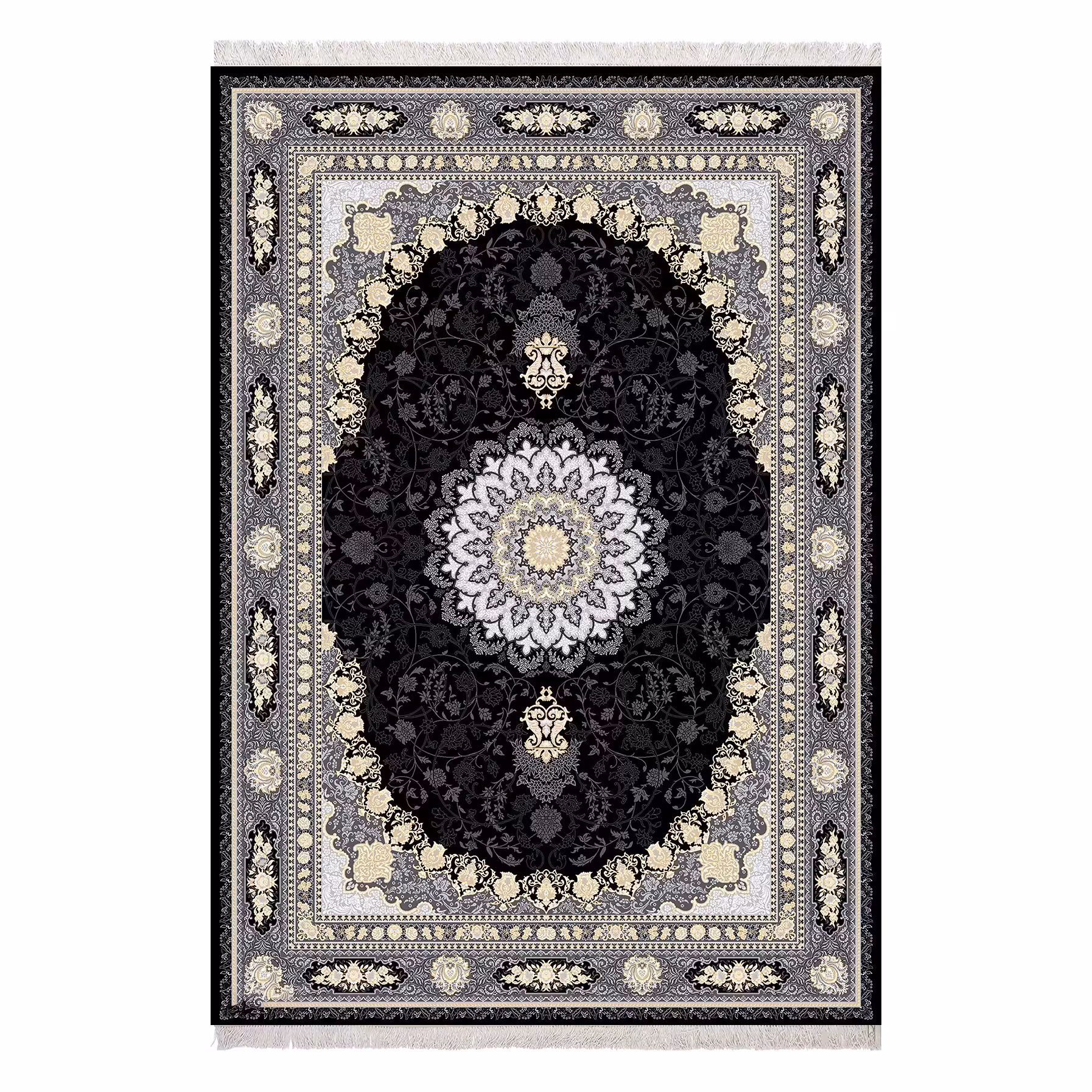 فرش ماشینی زانیس ارسال رایگان کد103سنتی طرح عرش ذغالی دو رو سایز 42x30 سانت