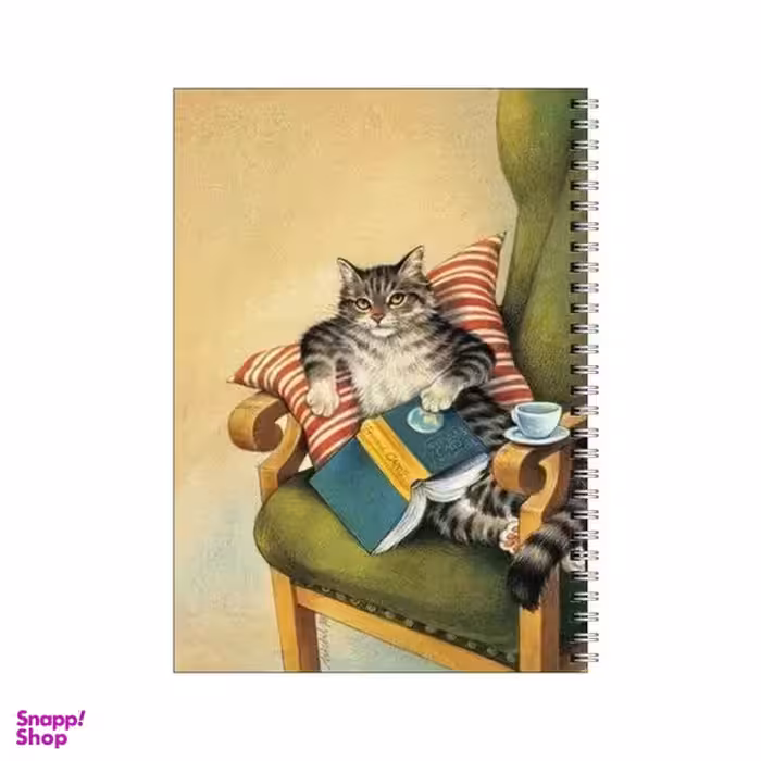 دفتر مشق 100 برگ بامبیلیپ طرح گربه راحت طلب و کتاب خوانی کد 6273883