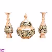 ست شکلات خوری و گلدان جفت خاتم کاری کد 7361