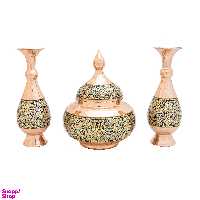 ست شکلات خوری و گلدان جفت خاتم کاری کد 7361