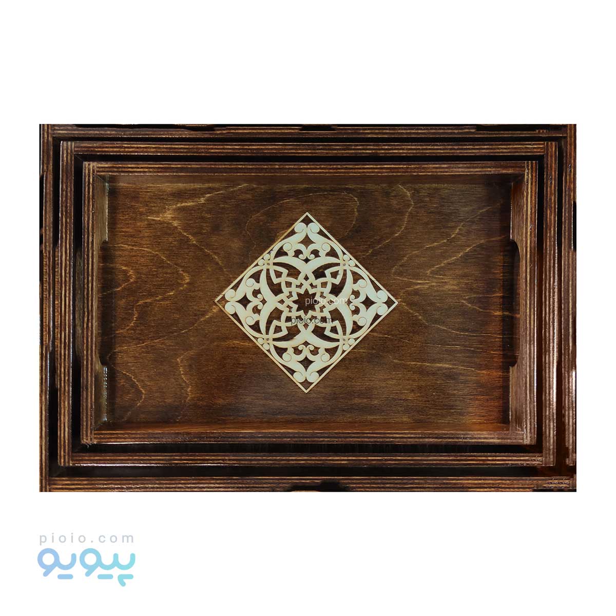 سینی چوبی سه عددی طرح چهارپر عمده و کارتنی