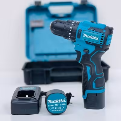 دریل شارژی چکشی 24 ولت براش لس ماکیتا همراه با دو باتری