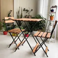 میز و صندلی تاشو طرح کمجا ست دونفره میزوصندلی تاشو بالکن تراس کافه(هزینه ارسال بعهده خریدار میباشد)