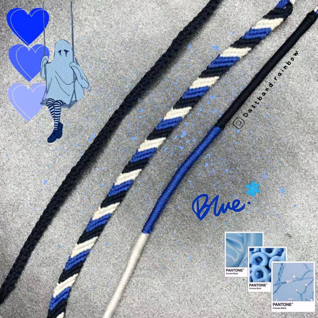 دستبند آبی ست سه تایی بافتنی