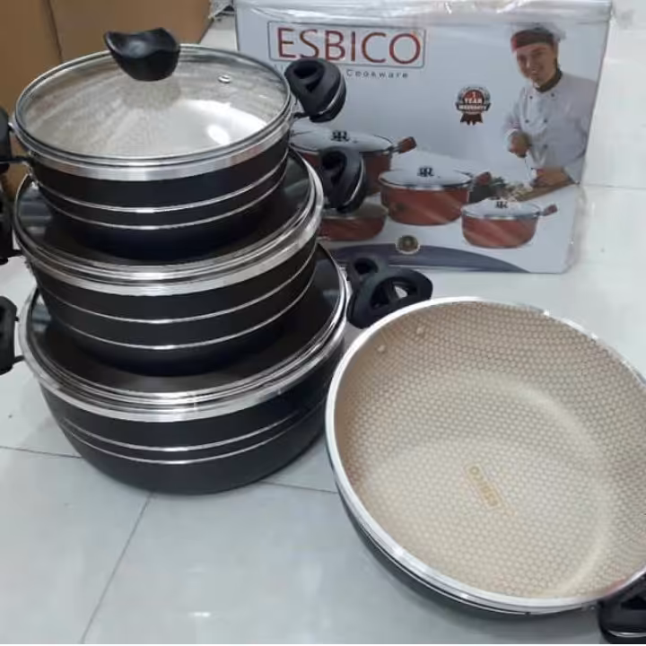 سرویس 7 پارچه قابلمه و تابه  اسبیکو کف زنبوری ( ارسال رایگان )