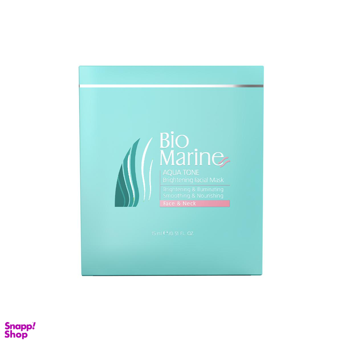 ماسک صورت بایومارین (Biomarine) مدل AQUA TONE مناسب پوست معمولی حجم 15 میلی‌لیتر بسته 3 عددی