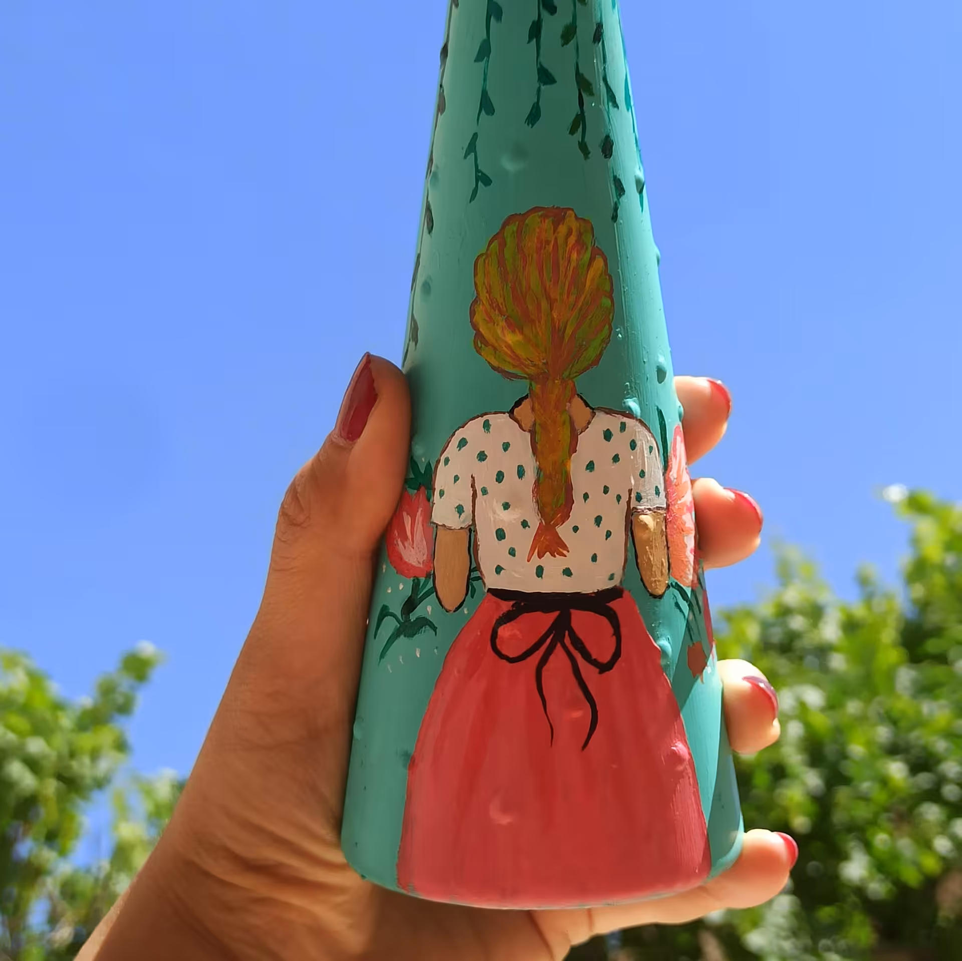 گلدان شیشه ای مدل سپیدار ، وزن 300 گرم ، طول 18 سانت ، رنگ بدنه ی سبزآبی