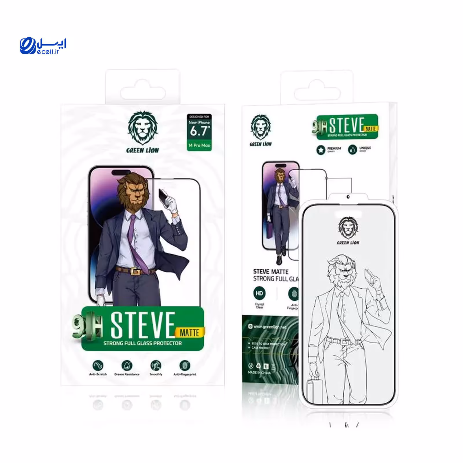 خرید گلس گوشی آیفون 14 pro گرین لاین steve matte - ایسل