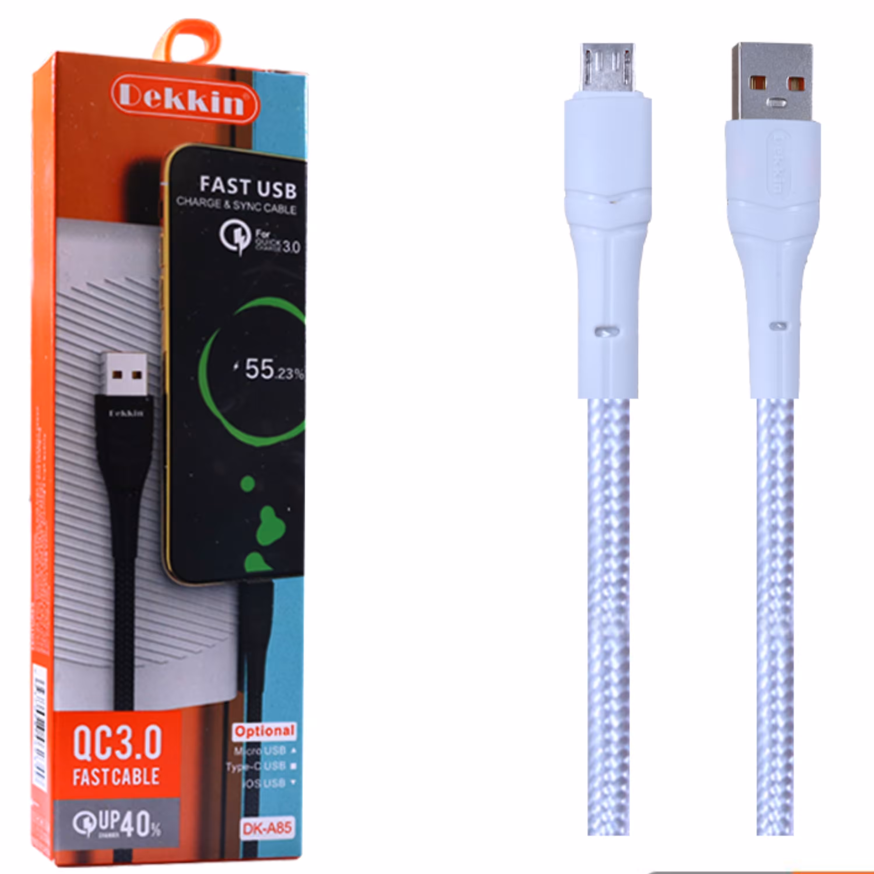 کابل شارژ Dekkin مدل DK-A85 سفید ( micro) 