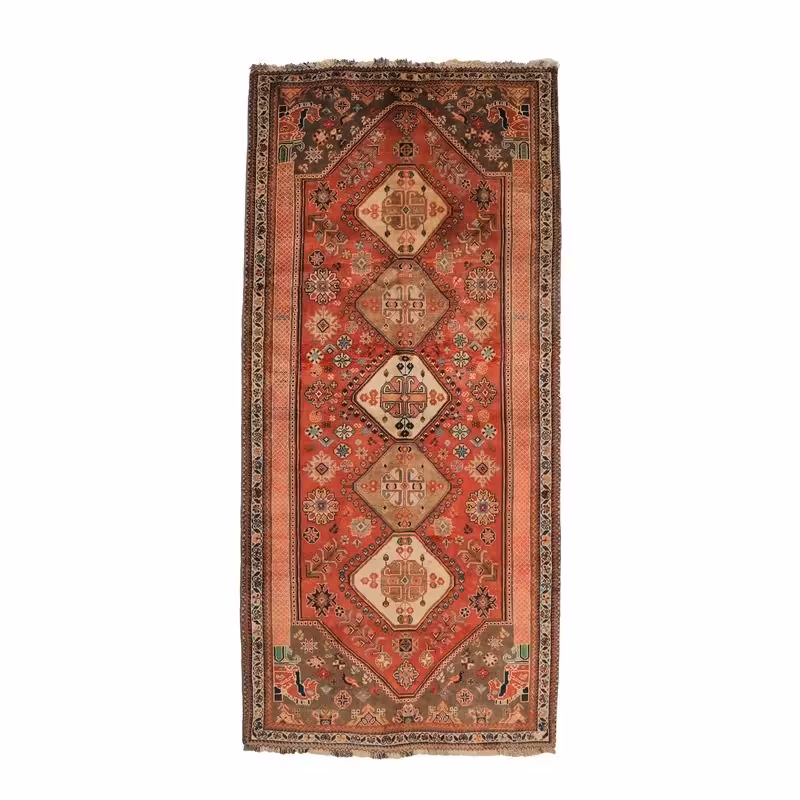 فرش قدیمی دستباف سه متری طرح لچک ترنج کد 4020233(فروش چکی 6 ماهه با کد تخفیف farshgereh)