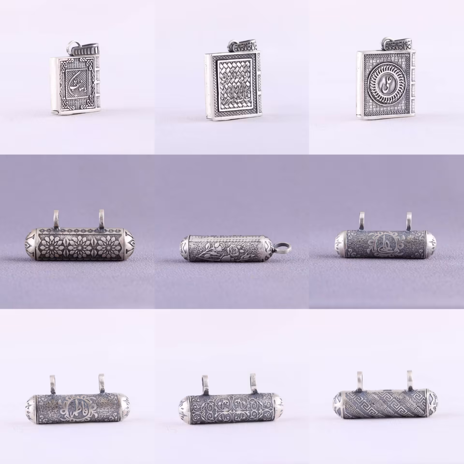 مدال نقره 925 عیار  جای حرز استوانه حرز یا قوطی حرز 