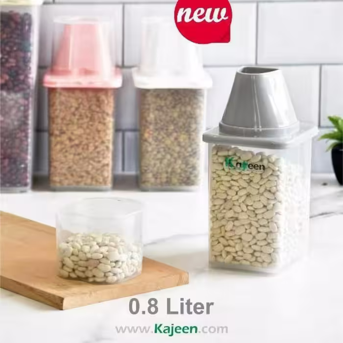بانکه پیمانه دار مخصوص حبوبات و قند و شکر و چای و میوه خشک و ماکارونی و آجیل و تنفلات و .... برای کم جا بودن و استفاده ر