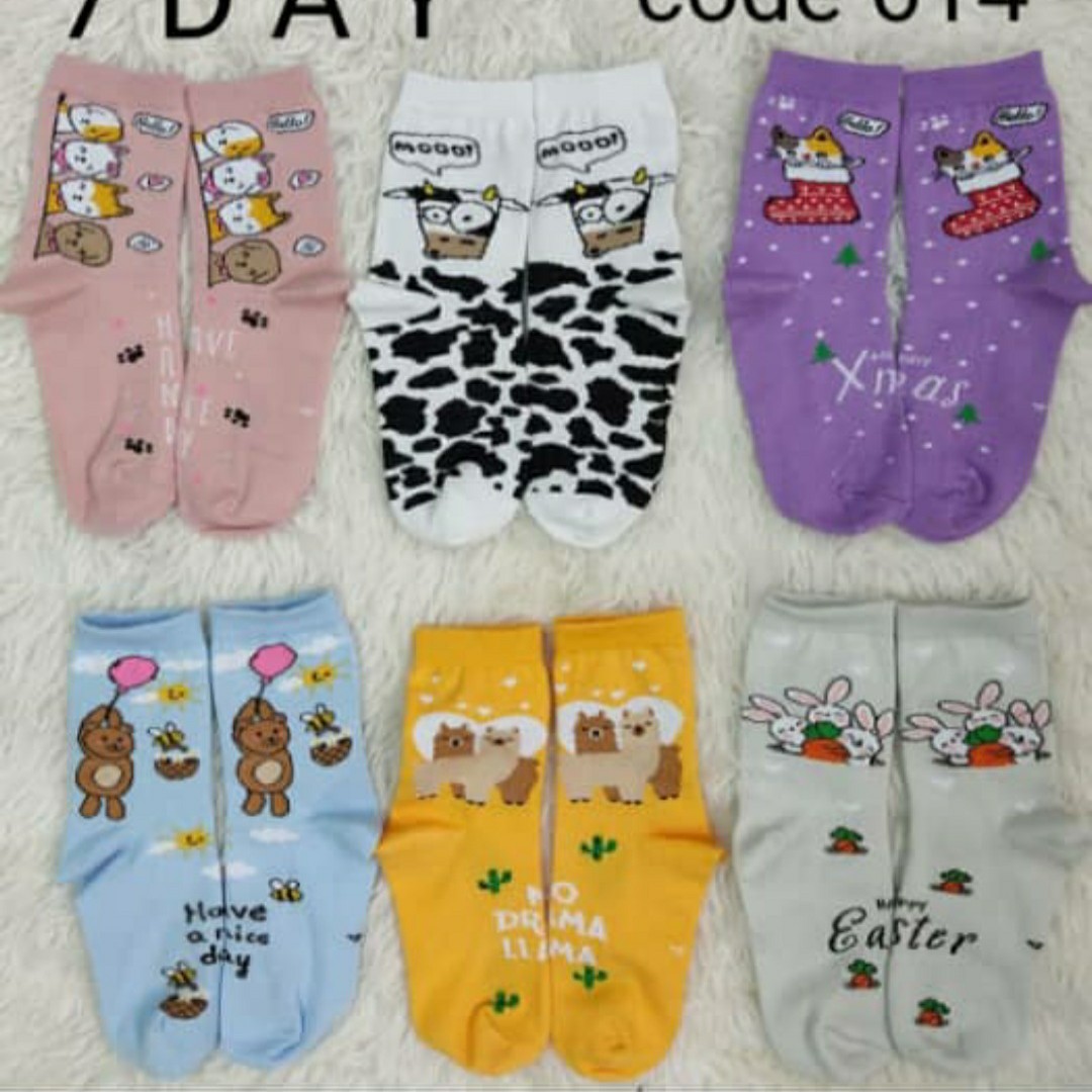 جوراب نخ پنبه  بچه گانه  ساقدار  طرح حیوانات سایز یک تا شیش