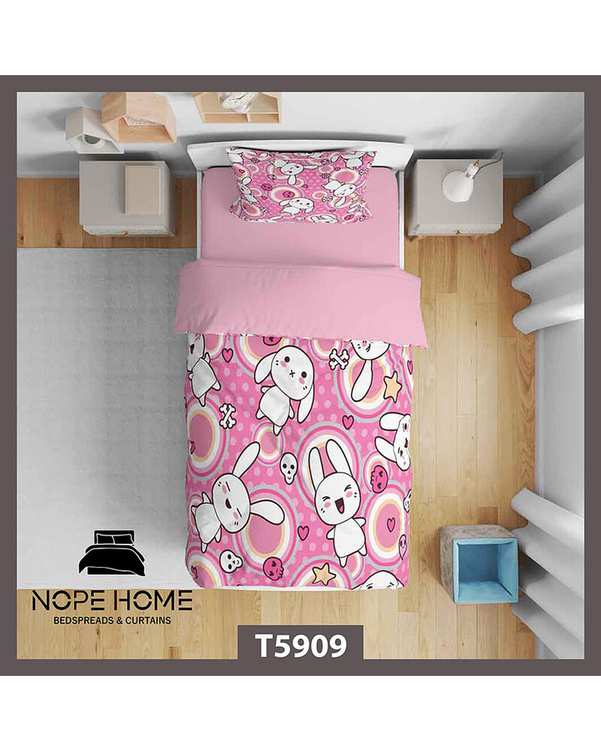 سرویس لحاف روتختی کودک یک نفره 5 تکه نوپه هوم Nopehome طرح پترن خرگوش کد T5909