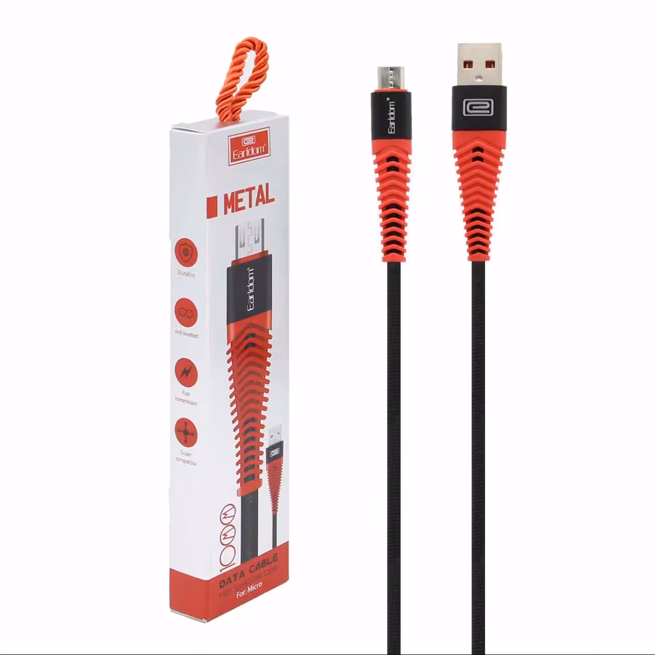 کابل شارژ فست اندروید Earldom مدل EC-060M- مشکی قرمز