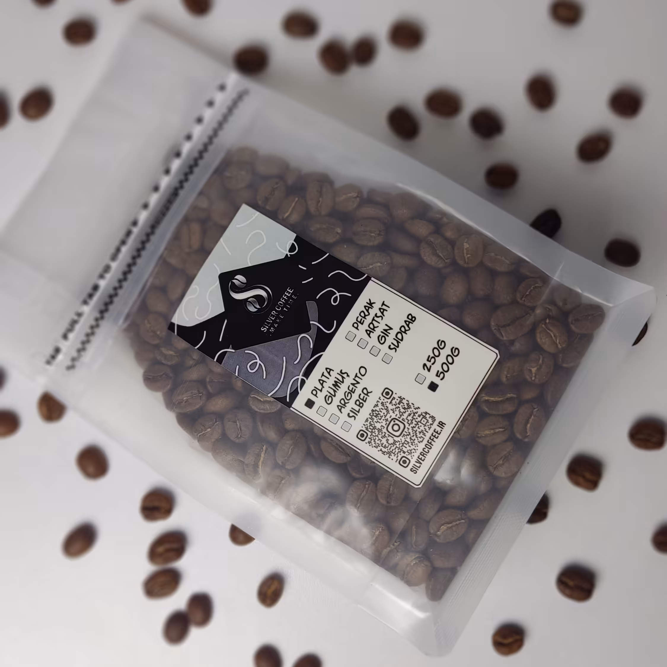 دانه ی قهوه 250 گرمی 100درصد عربیکا PLATA BLEND سیلورکافی