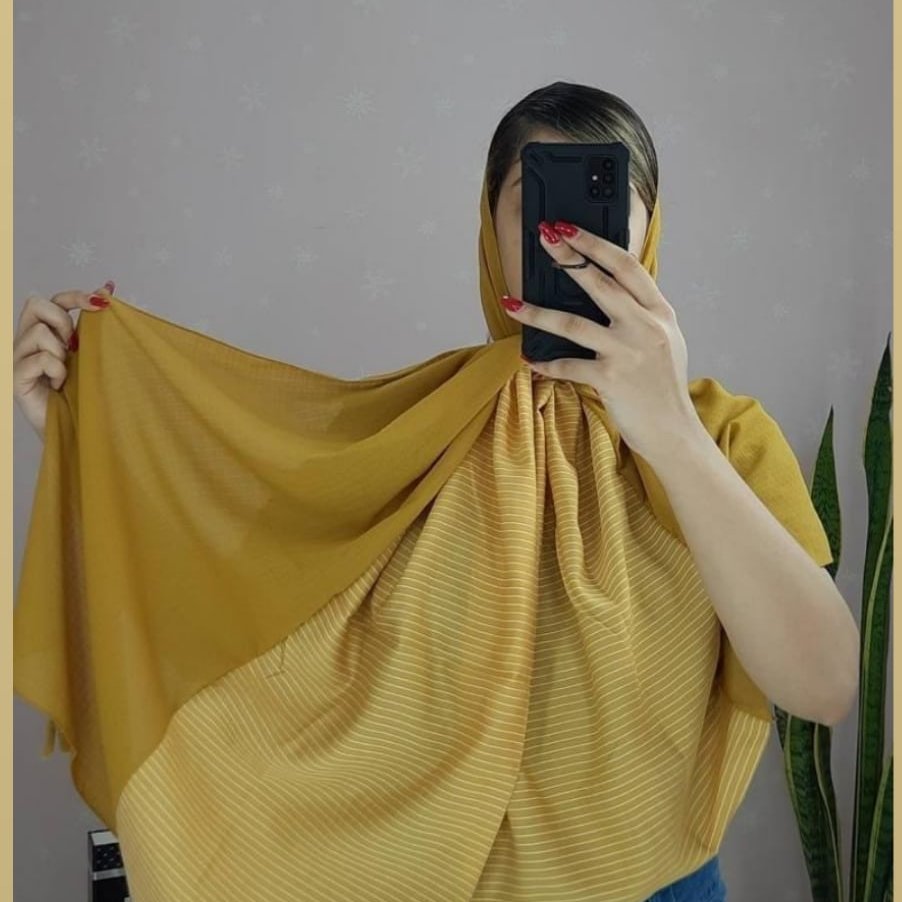 شال دو تکه خردلی رنگ 