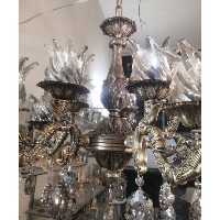 لوستر طرح برنز 6 شاخه 12 شعله آویزدار