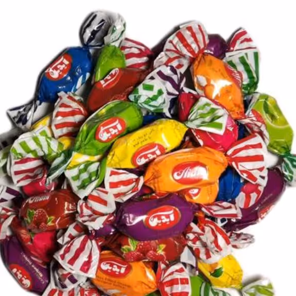 تافی دورنگ میوه ایی مغز دار آیدین 