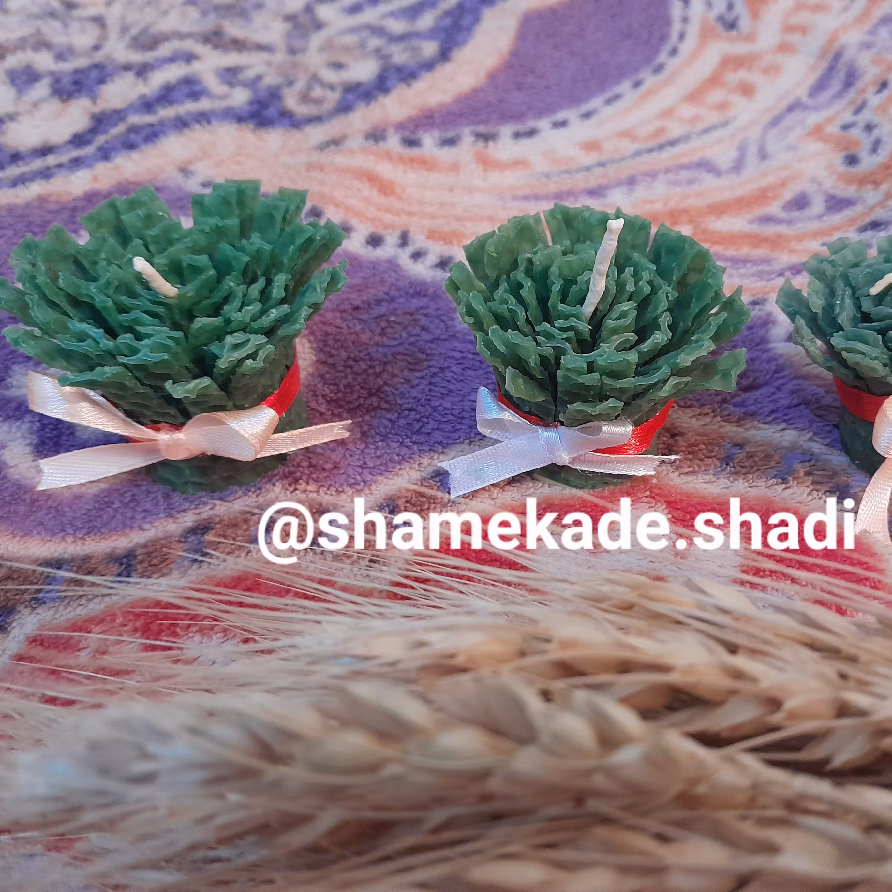 شمع سبزه موم عسلی